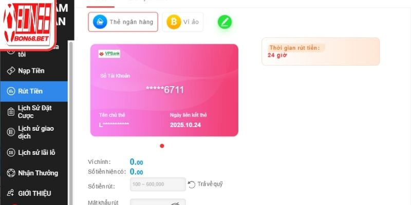Rút Tiền Bon68 - Hướng Dẫn Đổi Thưởng Chi Tiết Từ Chuyên Gia 2 Rút tiền nhanh qua ngân hàng